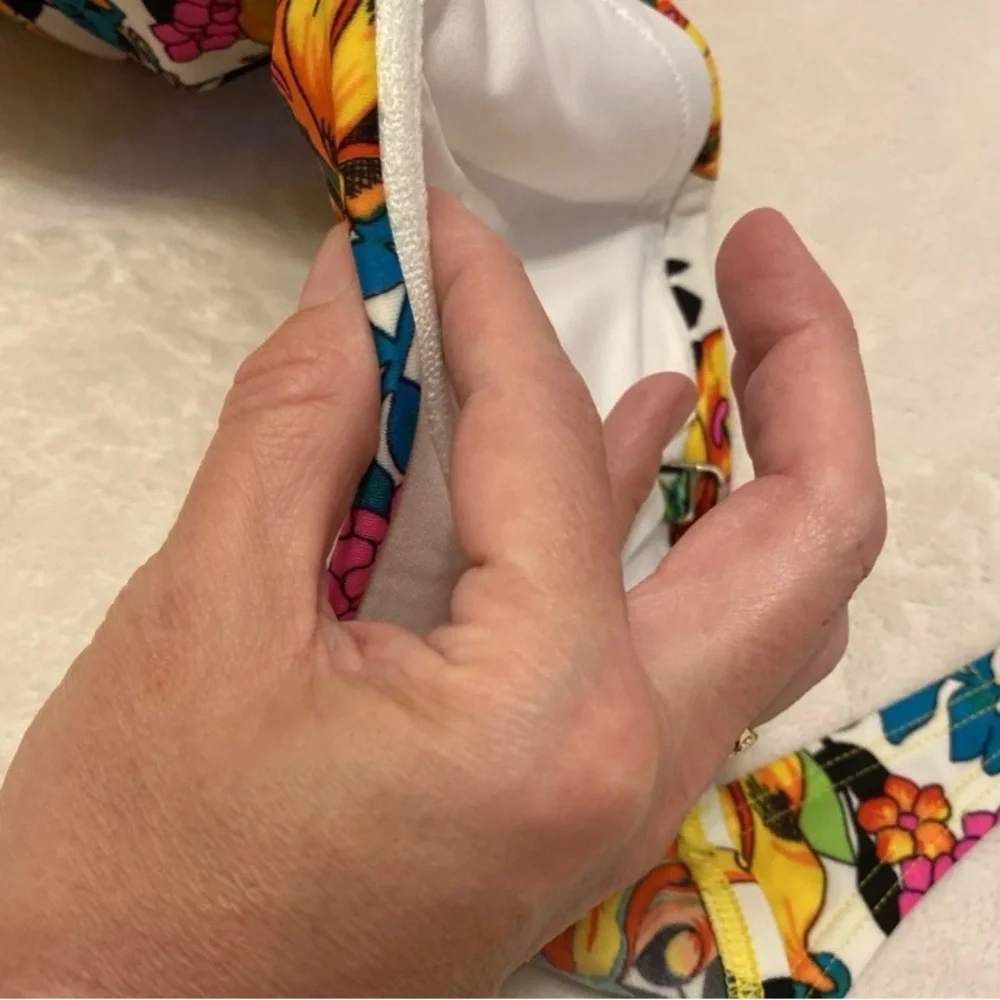 Victoria's Secret White Floral Twist Bandeau Bikini. Flawed See Photos
